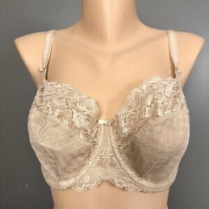 Panache Envy Balcony Underwire Bra 7285 US 32G Beige Unlined 4 Part Cup Lace